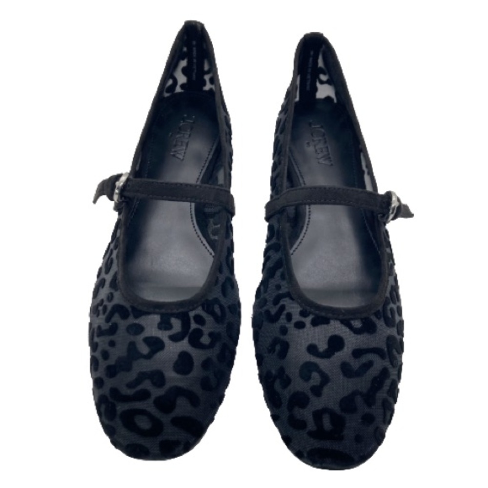 J. Crew Factory Black Leopard mesh Mary Jane flats 8 - Picture 3 of 10